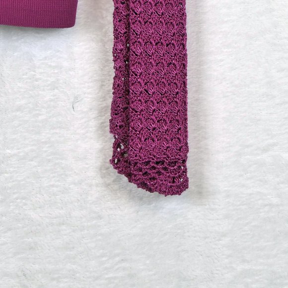 Emma James Women's Size M Crochet Knit Fuchsia Long Sleeve Cardigan - Picture 7 of 7